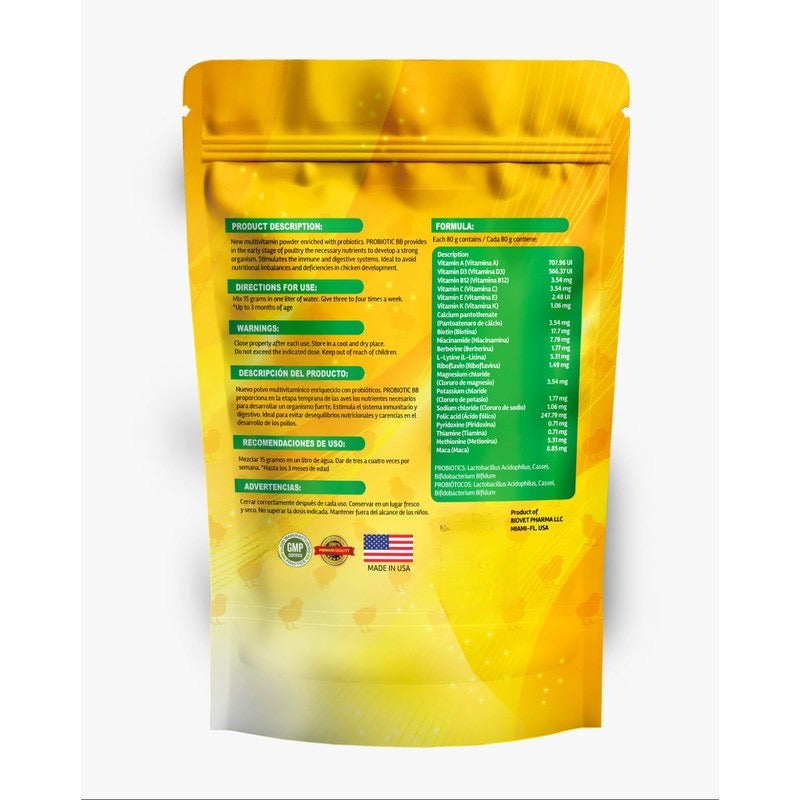 NUTRI-LINE Probiotics y Vitamins for Chicks Powder Supplements 300gr - Probioticos y Vitaminas en polvo para Pollitos Apoyo nutrional para un crecimiento saludable