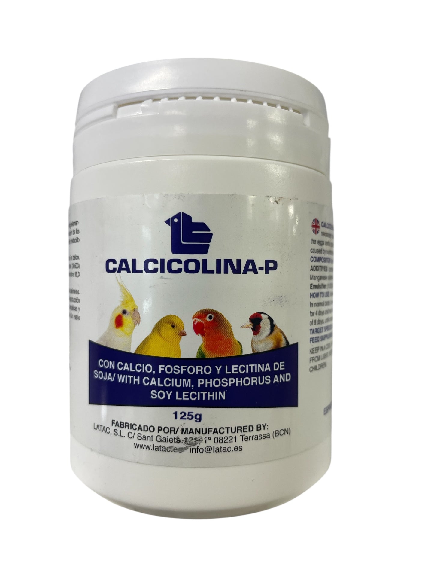 Latac Calcicolina-P (Aporte nutricional rico en calcio, fósforo y lecitina de soja). Para pájaros.
