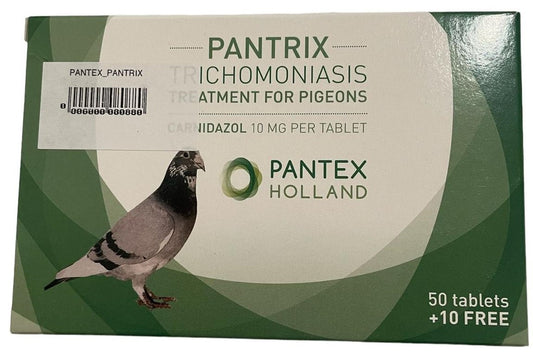 NUEVO Pantex Pantrix 50 pastillas + 10 gratis, (tratamiento y prevención de la tricomoniasis en palomas y pájaros)