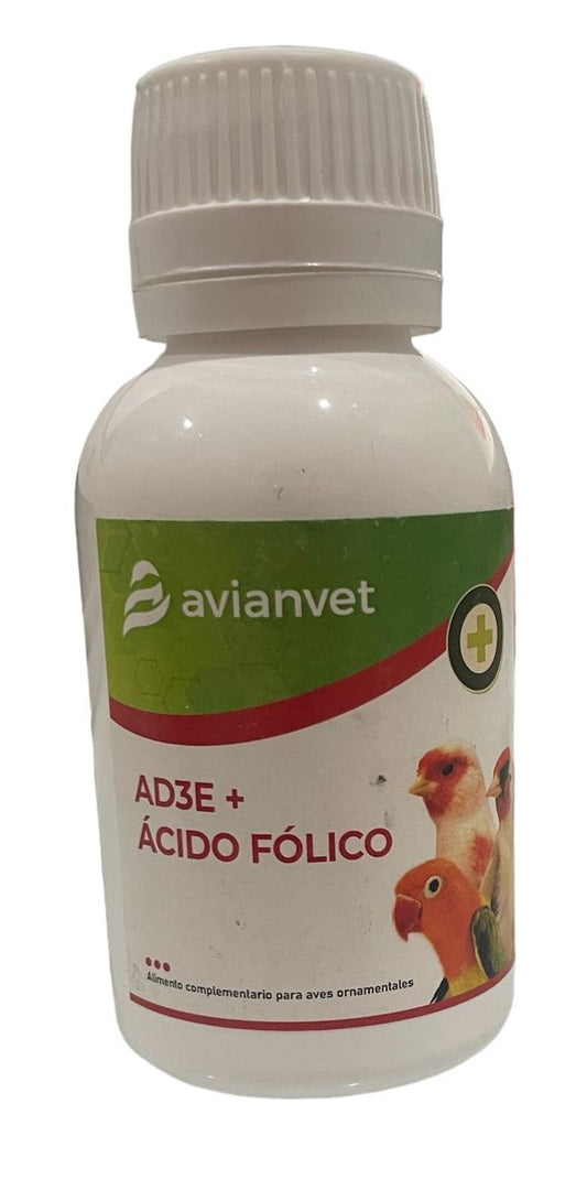 Avianvet AD3E + Ácido fólico 100ml (Favorece la reproducción y mejora la fertilidad en machos y hembras)