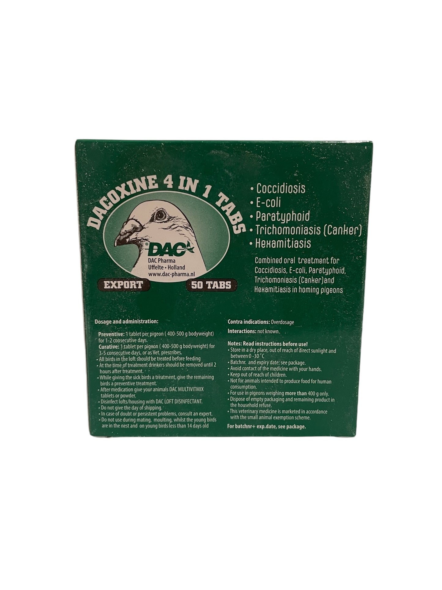 Dac Dacoxine 50 pastillas (tratamiento 4 en 1) para palomas