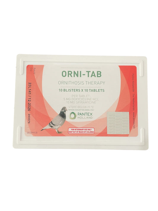 Pantex Orni-Tab 100 pastillas (Ornitosis). Para palomas y Pájaros