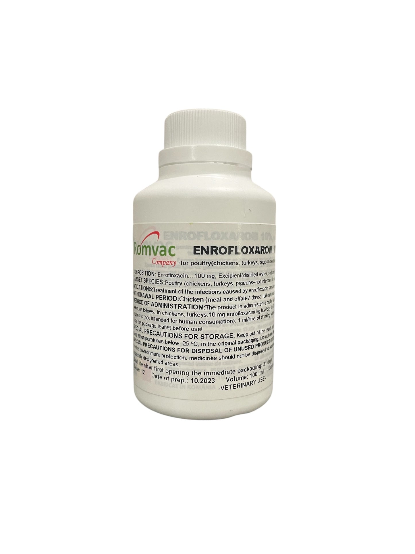 Enrofloxarom 10% 100ml oral solution. Para Palomas y Pájaros