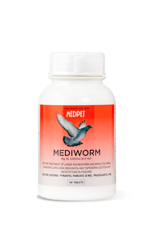 Mediworm Tablets (Medpet) Effective Pigeon Deworming Tablets (100)