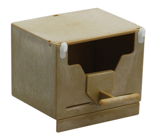 NestBox de plástico para Finch: montaje interior o exterior. 2GR Art 432 ¡Se puede utilizar una y otra vez durante años! Apto para lavavajillas. 3 ¼ x 5 x 3 ¾ Color: Bronceado