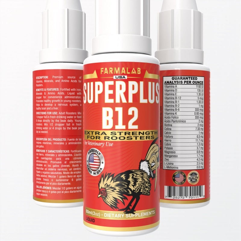 Farmalab Veterinary Super Plus Superplus B-12 Extra Fuerte para Gallos Superplus para Gallos Aves Aves de Corral Gallos de Pelea