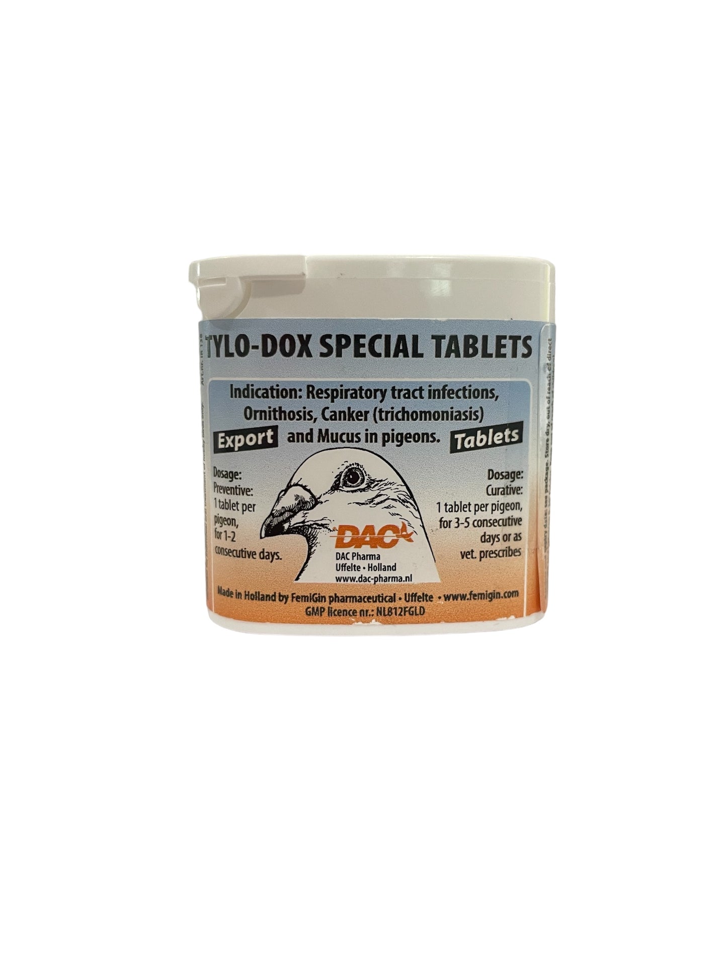 DAC Tylo-Dox Special 50 tabs, (tratamiento combinado 4 en 1). Para Palomas y pájaros