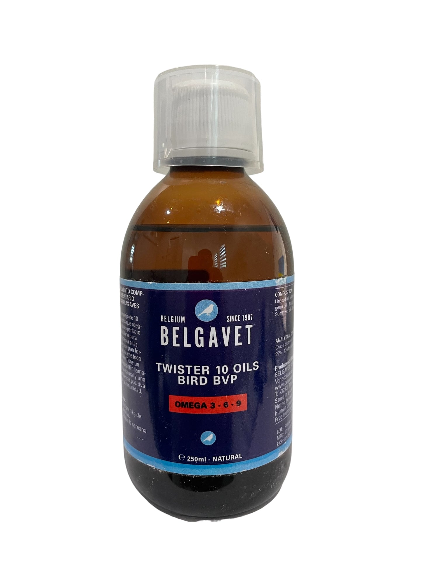 BelgaVet Twister 10 Oils Bird 250ml (Mezcla de 10 aceites naturales). Para pájaros.