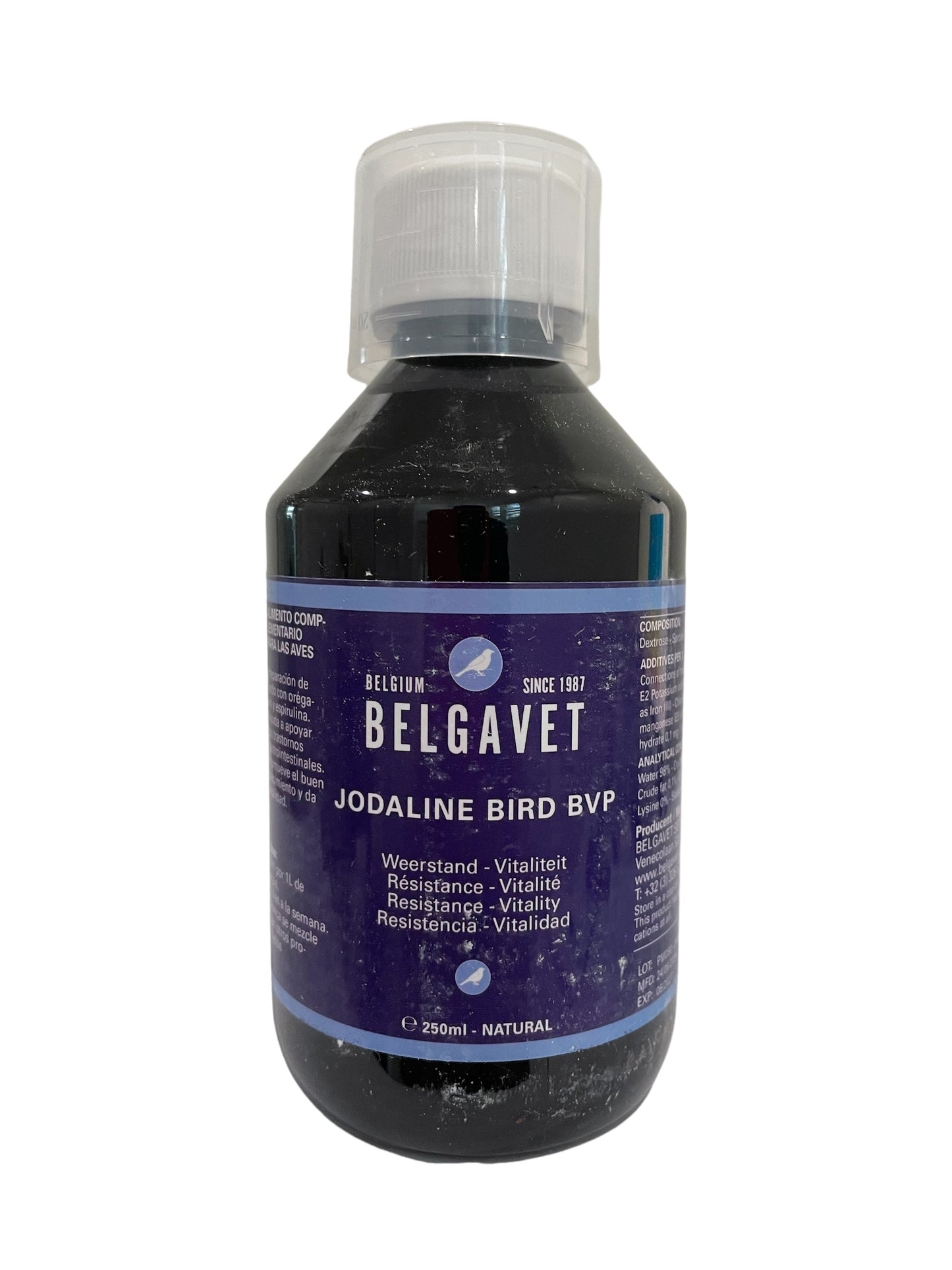 BelgaVet Jodaline Bird 250ml, (tónico energético 100% natural con orégano y espirulina). Para Pájaros