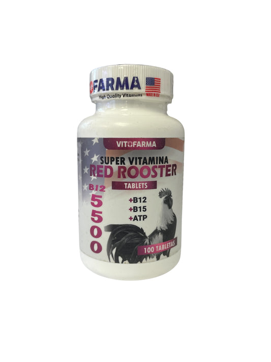 Vitofarma Super Vitamina Red Rooster Supplement for Birds, 100 Tablets, with B12, B15, ATP