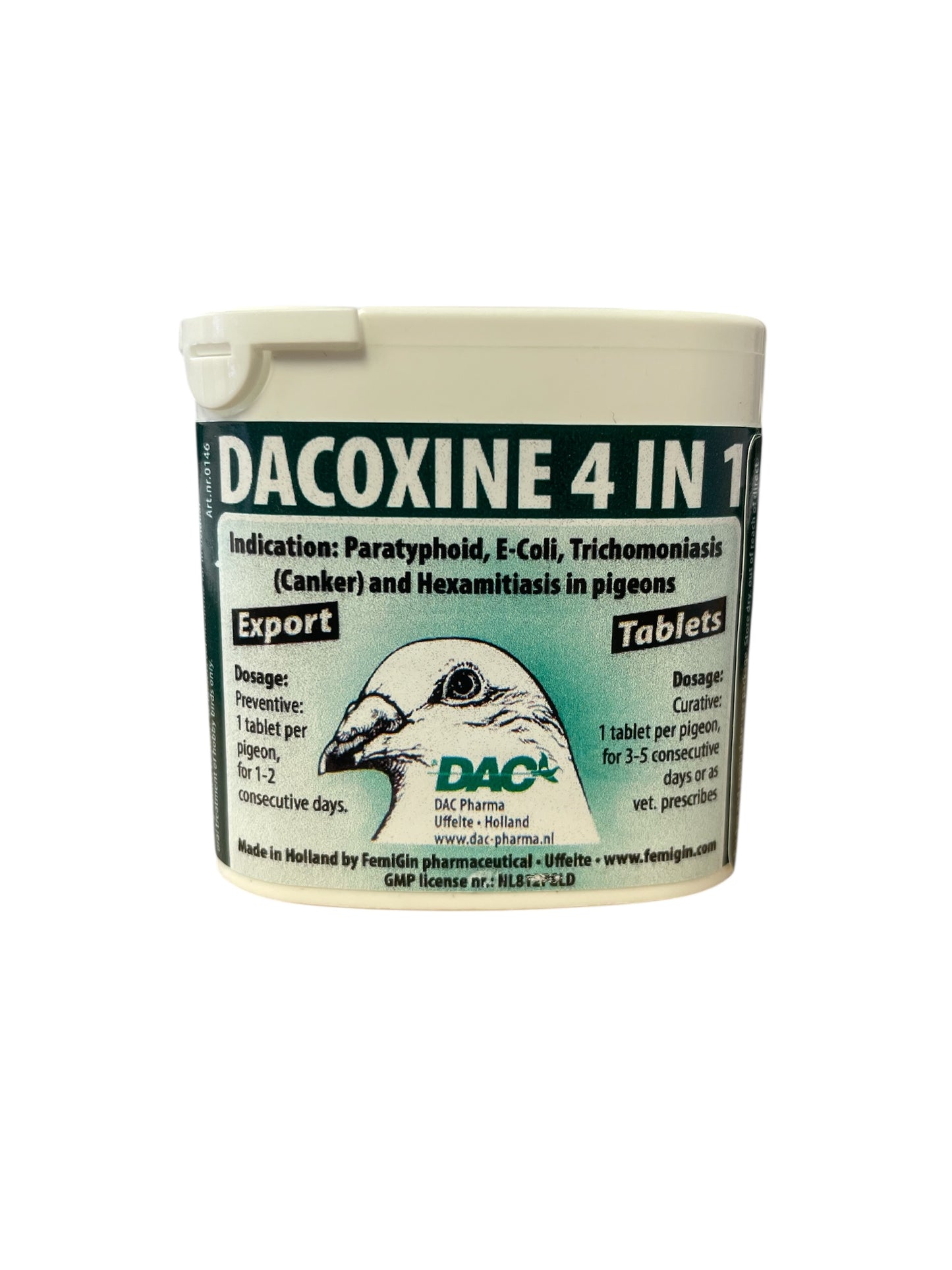 Dac Dacoxine 50 pastillas (tratamiento 4 en 1) para palomas