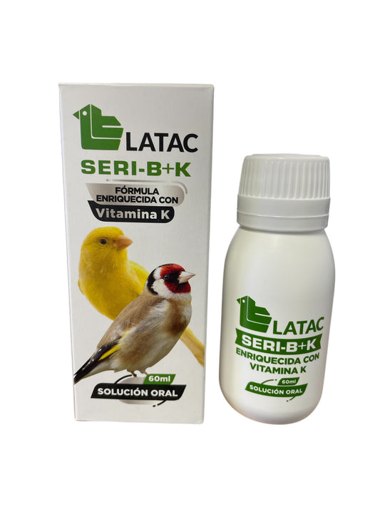 Latac Seri-B+K 60ml (Fórmula enriquecida con vitamina K para la cría y situaciones de estrés). Para pájaros