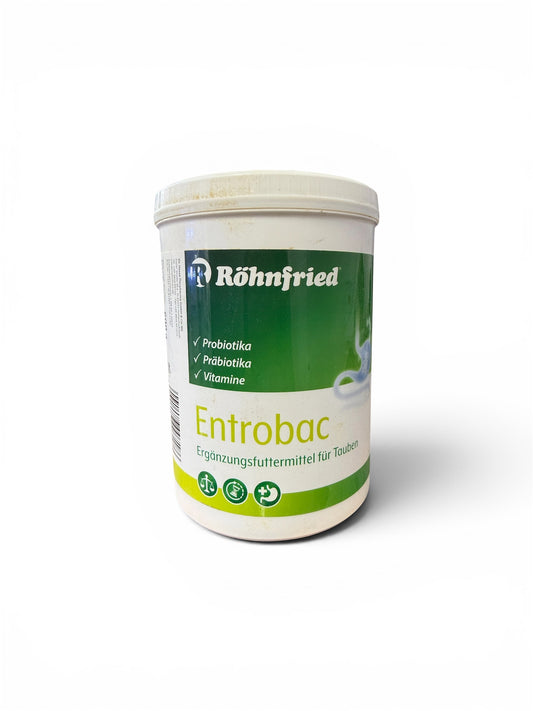 Nuevo Rohnfried Entrobac, (prebióticos + probióticos). Para Palomas y Pájaros
